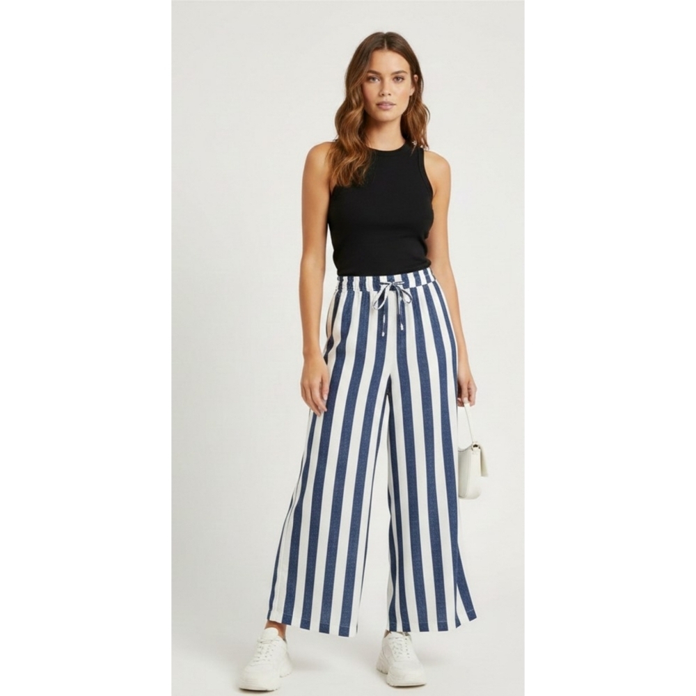 West Loop Woman's Striped Wide Leg Palazzo Pants